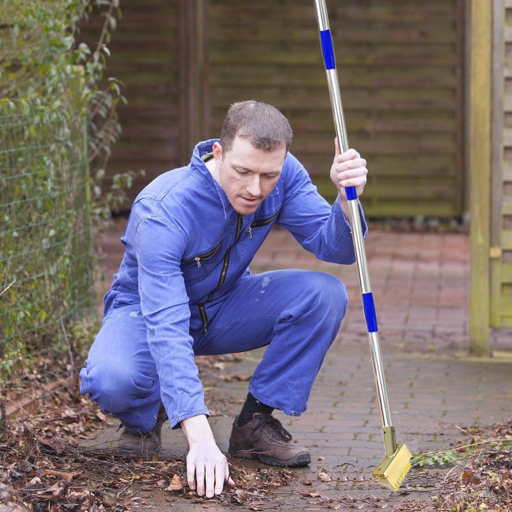 Togli Erbacce da Giardino 174 cm per Rimuovere Senza Fatica Erbacce e Muschio - Manici Regolabili in Acciaio Inox - Spazzola per Pavimentazione con Bordo Graffiante