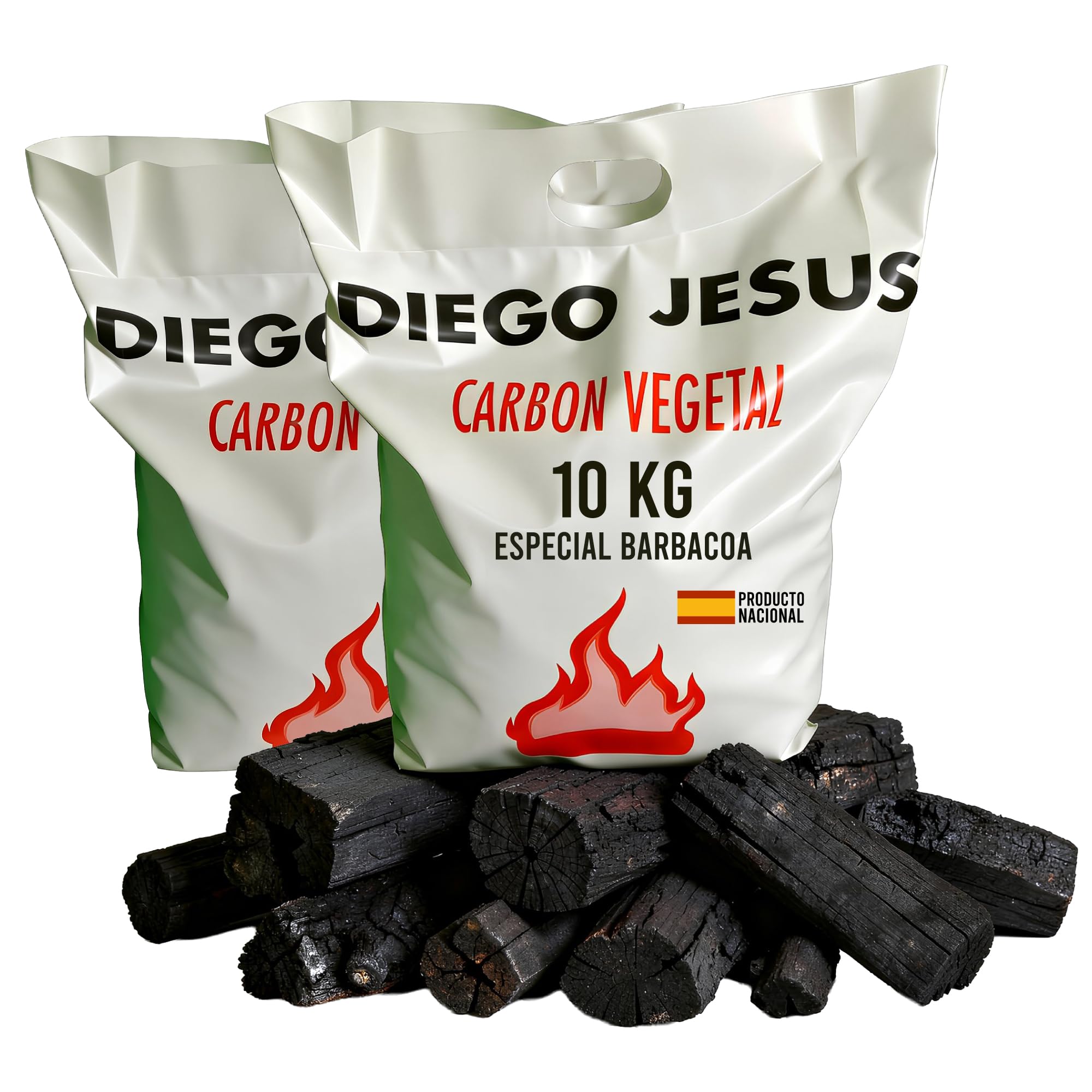 Carbón Vegetal Natural 10 kg para Barbacoas Alto Poder Calorífico Encendido Rápido Brasas Duraderas Trozos Grandes Bajo Humo Ideal para Parrillas y Asados