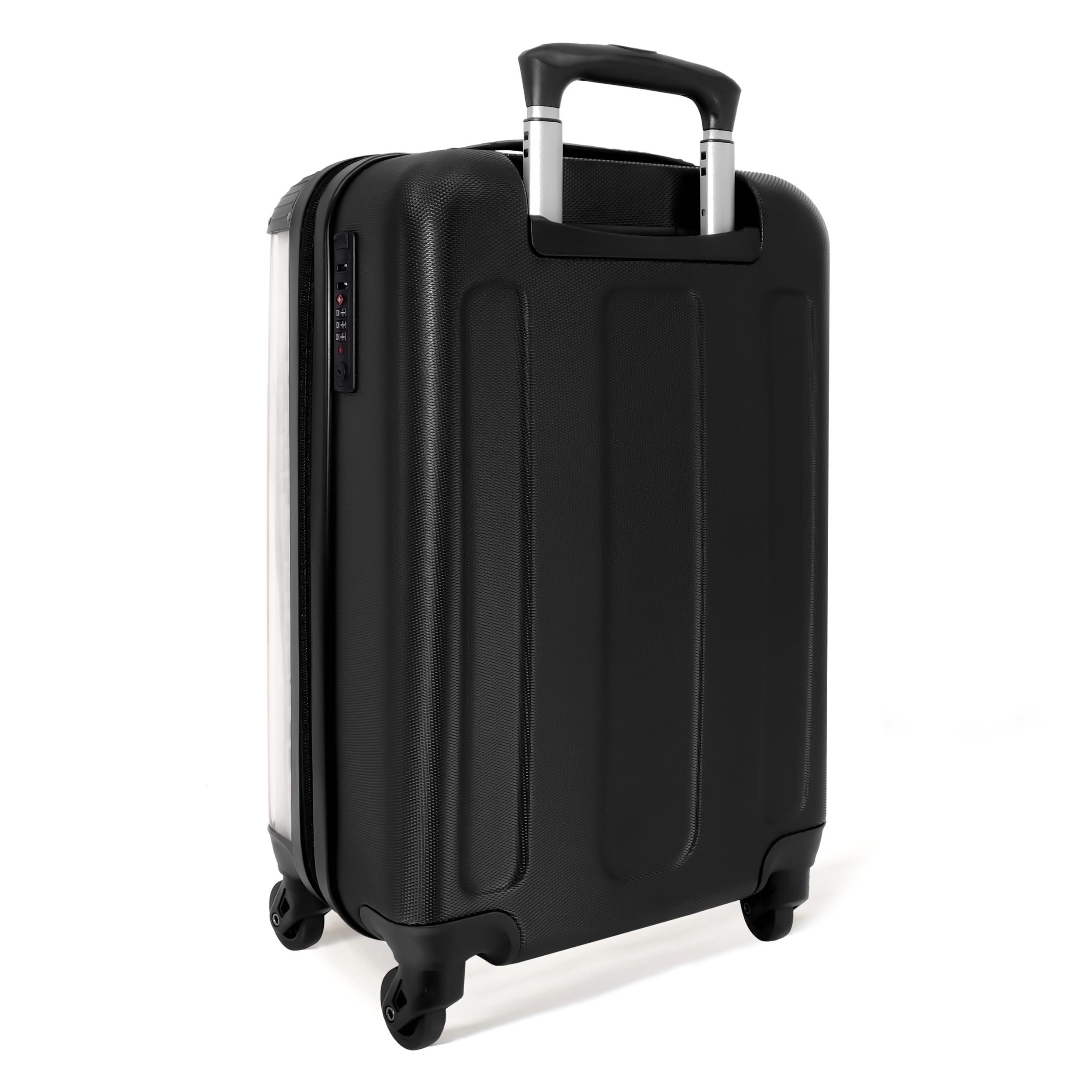 NoBoringSuitcases.com Maleta Infantil Personalizada Rosa Ruedas, Equipaje de Mano Niña Diseño Unicornio Estampado Arcoíris (55x40x20 cm)