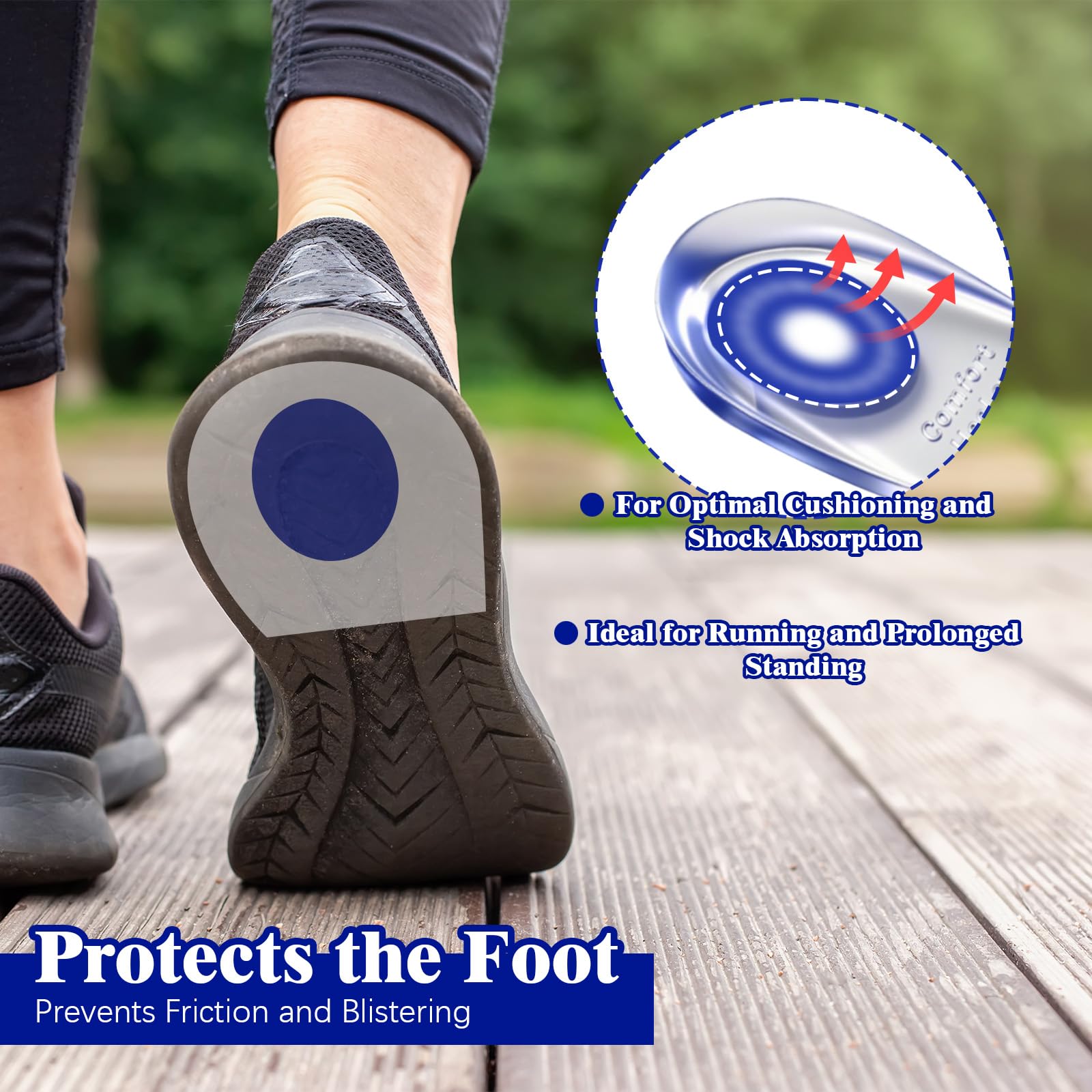 4 ParesTaloneras Silicona, Almohadillas de Gel para Talones, Taloneras Fascitis Plantar, Plantillas de Talón Gel, Reducir los Golpes, para Fascitis Plantar, Espolon Calcaneo, Azul