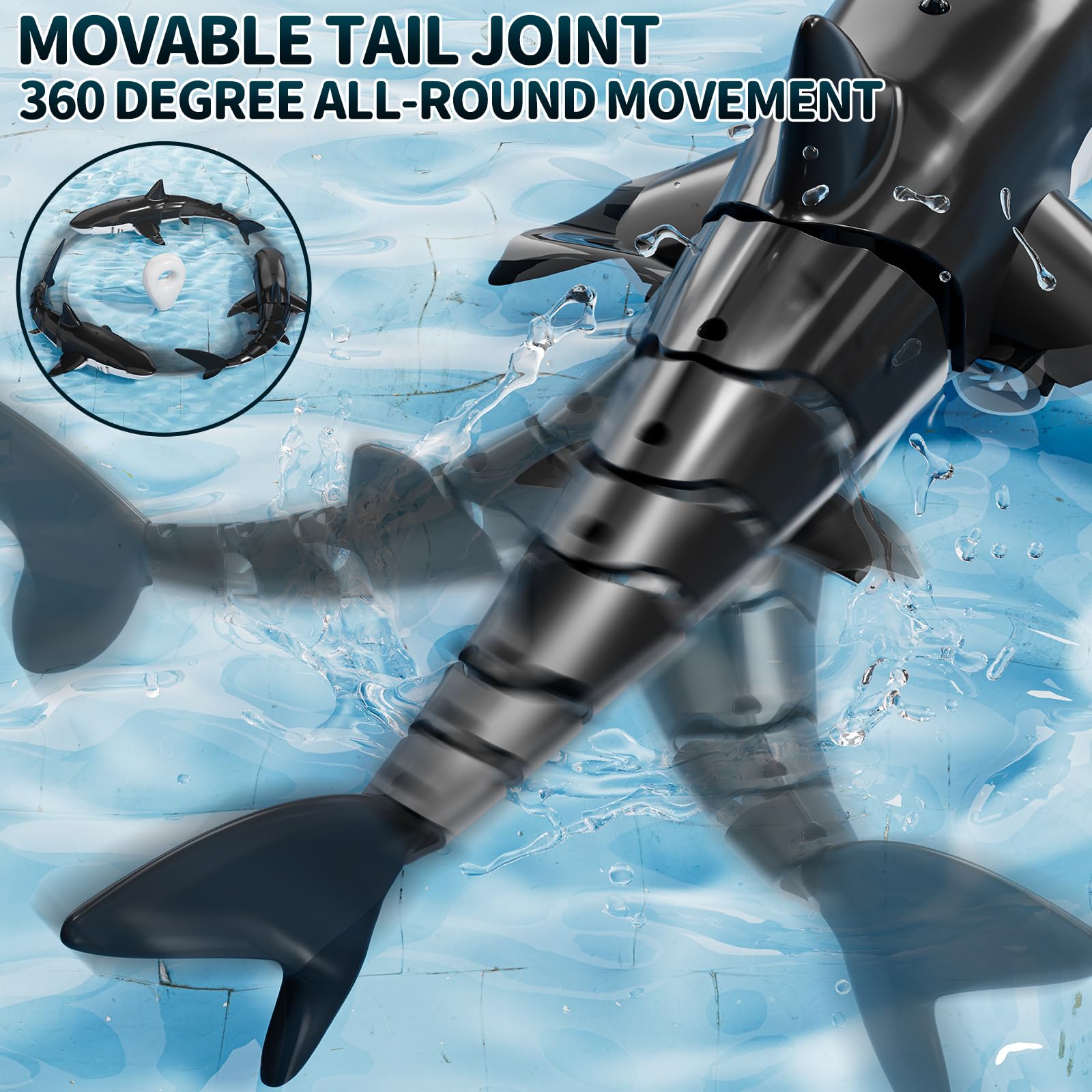 2.4GHz Remote Control Shark Toys for Boys,1:18 Scale High Simulation Shark Toys with Light & Spray, RC Sharks for Pools & Lakes, Toy Shark Boat Gift for 4 5 6 7 8 9 Year Old Kids Boys Girls