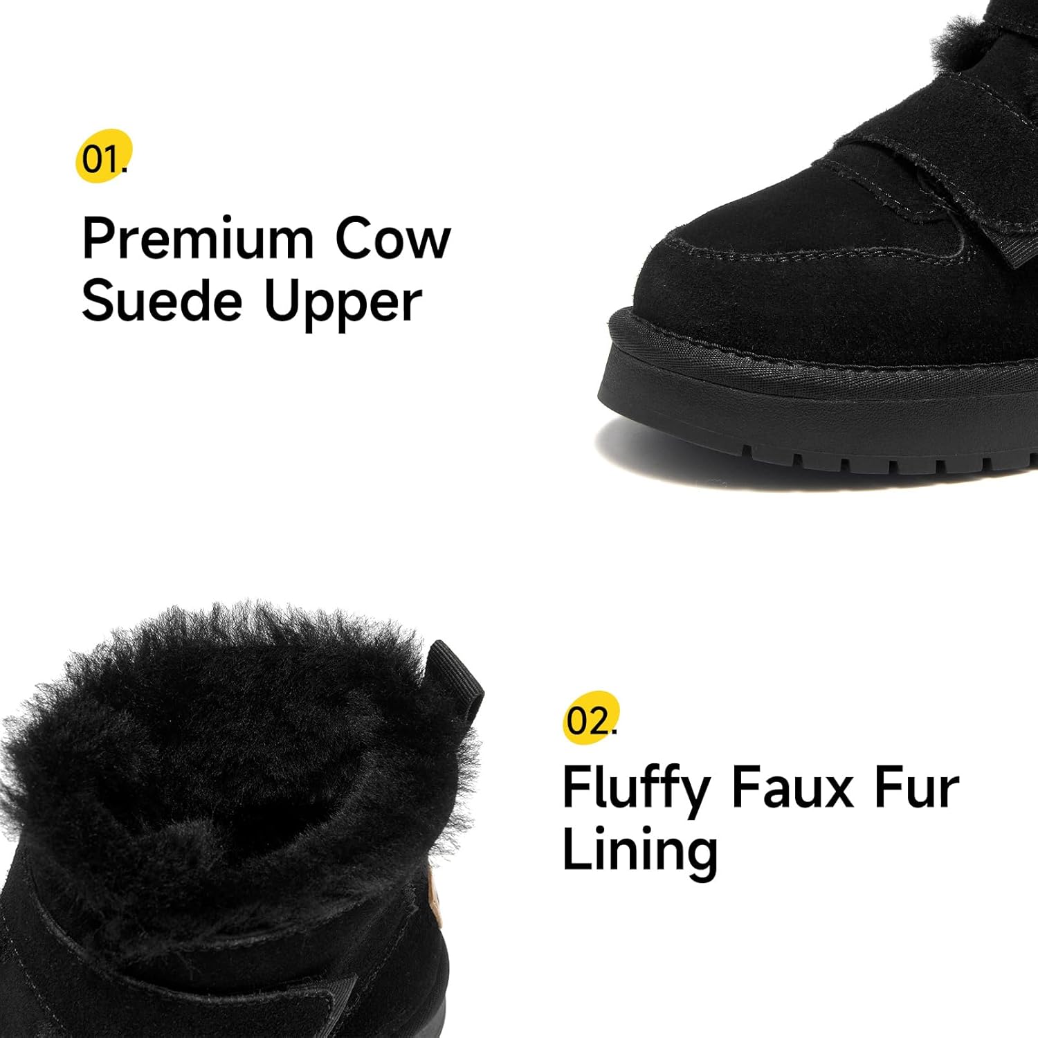 BEAU TODAY Women's Winter Snow Boots, Platform Slip On Boots for Women, Genuine Suede Warm Faux Fur Lined Anti-Slip Ankle Boots, Comfortable Fashion Outdoor Shoes - Image 4