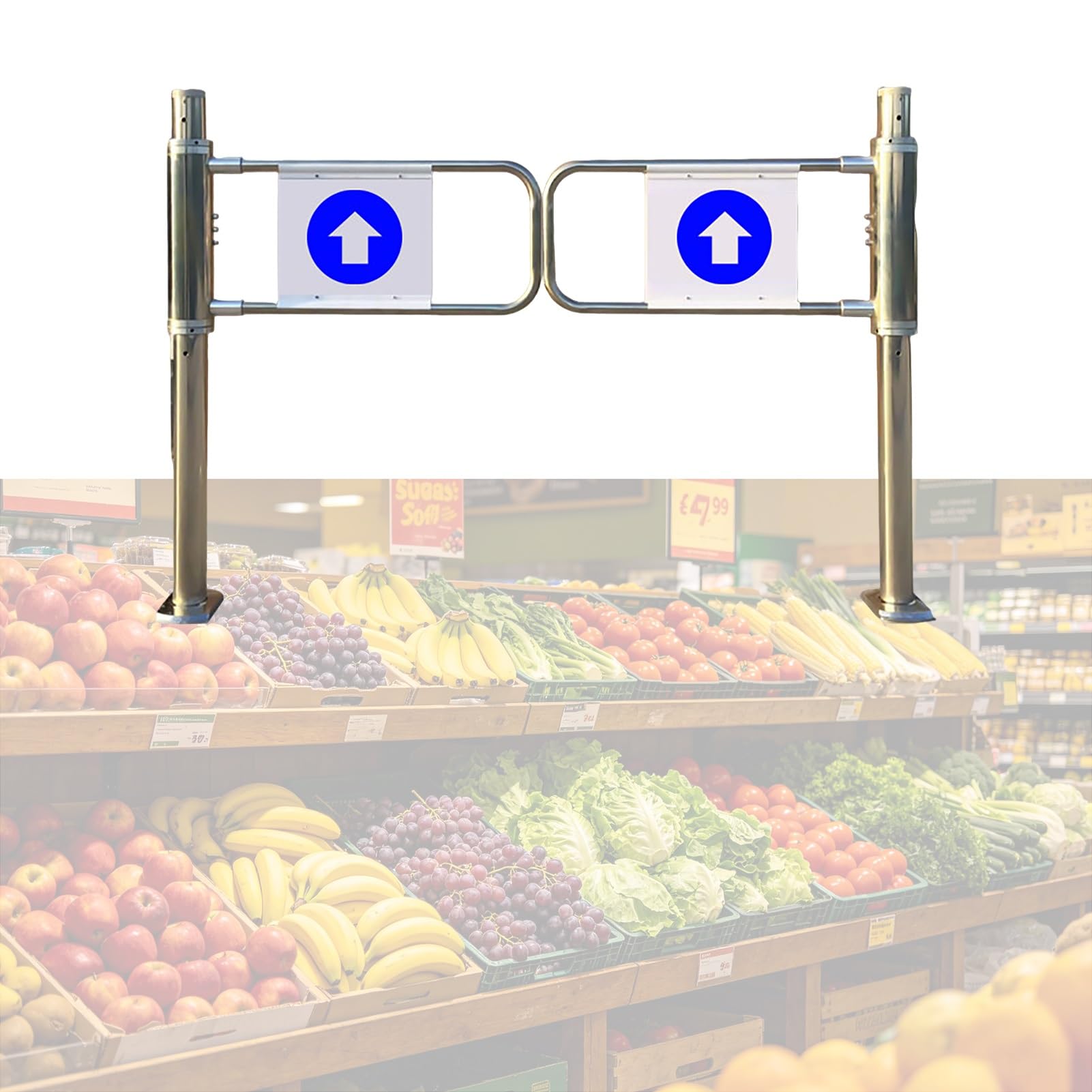 Industrial Spring-loaded Safety Swing Gate, Heavy-Duty One Way Door Entrance Secure Gate, Manual Swinging Doors for Supermarket Warehouse Pedestrian(W 130cm(51in))