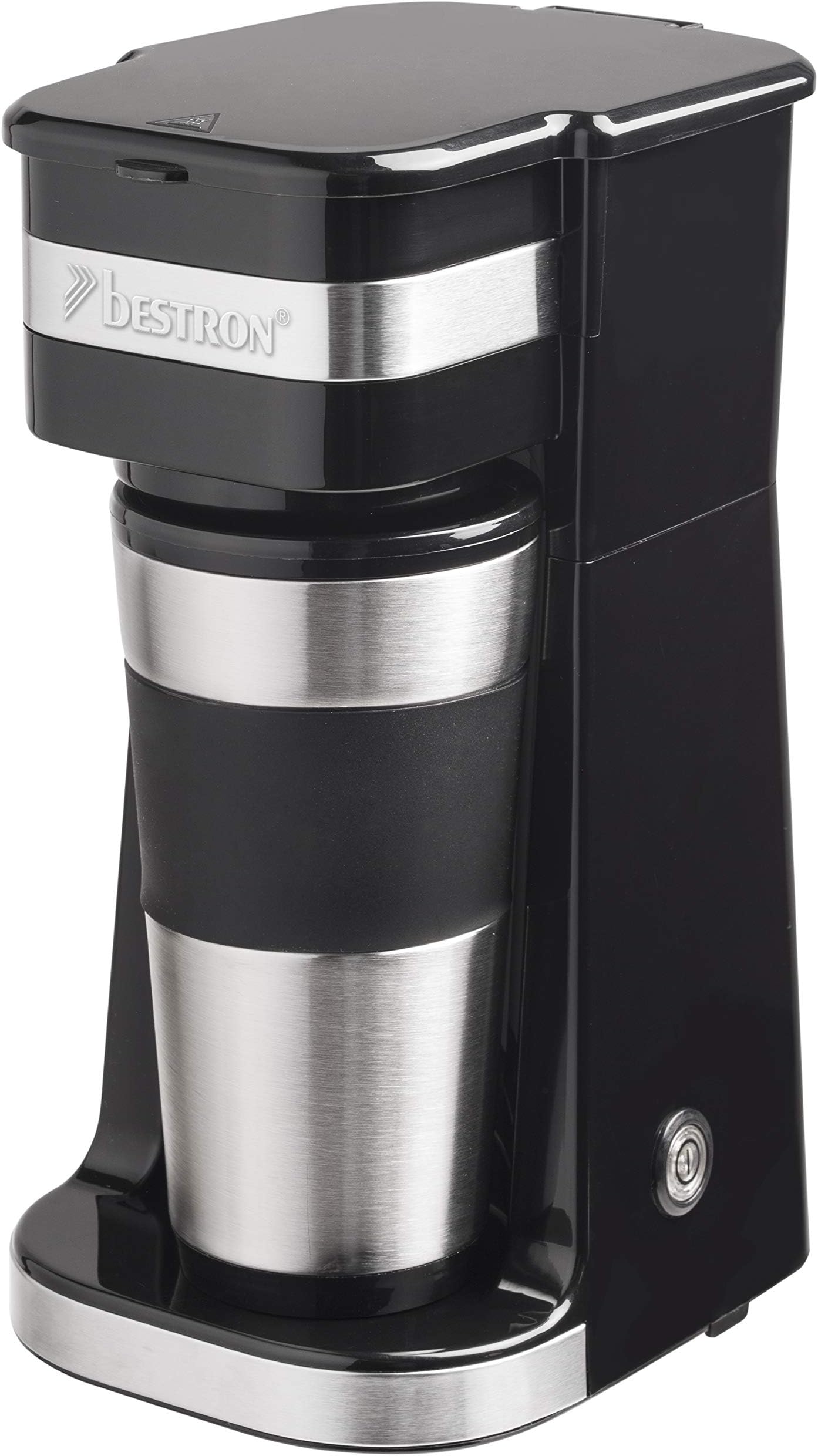 Cafetière filtre à tasse individuelle - Design compact noir/argent