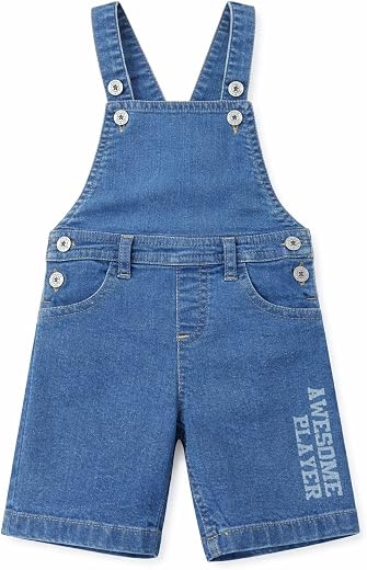 Cozy Bee Unisex Kids Denim Dungaree Shorts – Adjustable Strap Bib Overall Romper for Boys & Girls