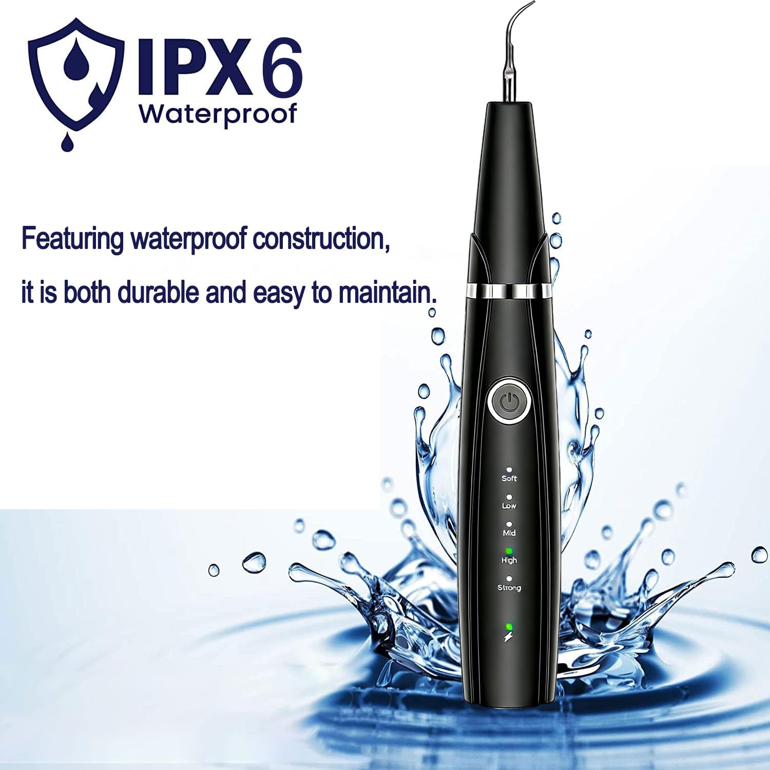 Ujhosld Sonic - Limpiador dental con luz LED, herramienta de limpieza de dientes de 5 modos, 3 cabezales reemplazables para el hogar y viajes, IPX6 impermeable