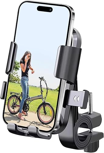 Soporte de teléfono para motocicleta, soporte para teléfono de bicicleta, abrazadera ajustable de 4.7 a 7 pulgadas, clip de resorte con soporte de