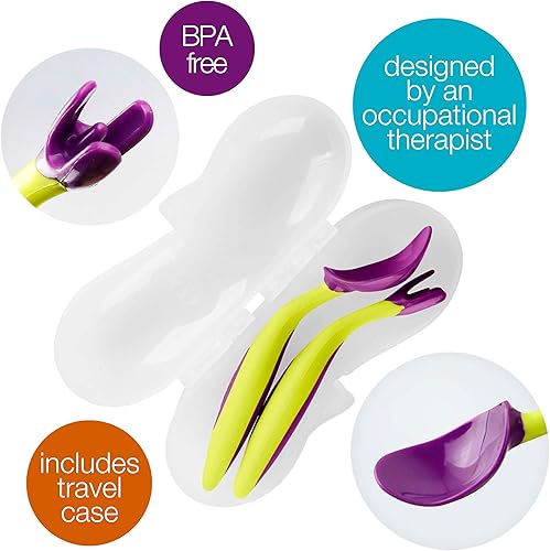 Miniatura 10 de b.box Juego de cubiertos para niños pequeños, tenedor de flores patentado FLORK y cuchara de fácil agarre con estuche de viaje. Sin BPA, apto para