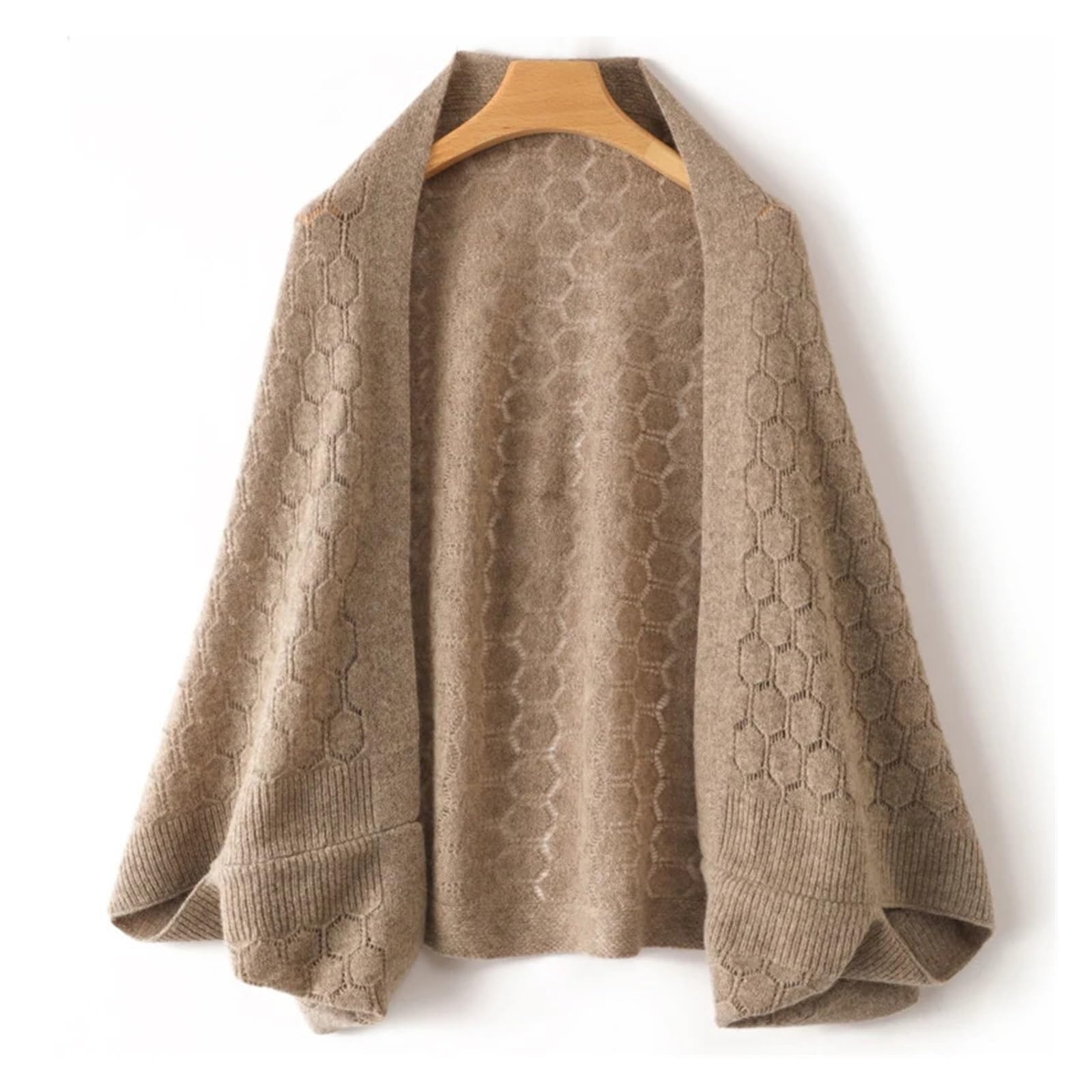 Scialle Donna Sciarpa da Donna Calda Lavorata a Maglia ricoperta di Mantello di Lana Sciarpa a Doppio Scopo scavata alla Moda Autunno e Inverno(Khaki)
