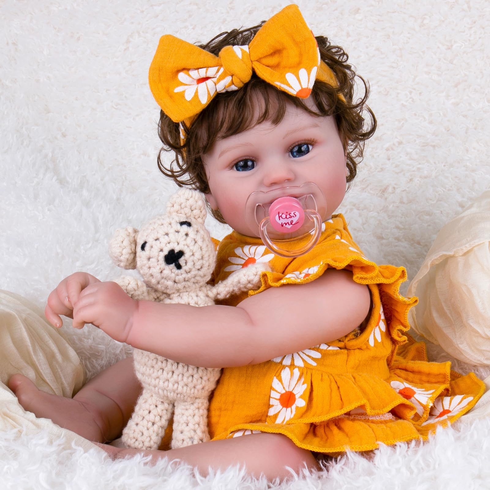 Aori Lifelike Reborn Baby Dolls - 20'' Realistic Laughing Newborn Baby Girl with Weighted Cloth Body and Wig Hair, Reborn Doll Gift for Girls Kids 3+