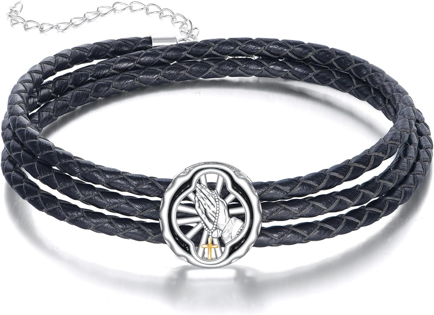 YAFEINI Catholic Bracelet Sterling Silver St Benedict/Saint Jude Medal Bracelet Saint Benedict Jewelry San Judas Tadeo Gifts for Men