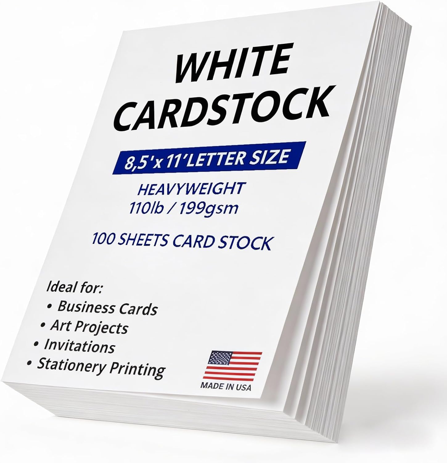 Veritas White Cardstock 8.5 x 11”, 110LB/199GSM Heavyweight Card Stock, 100 Sheets, Thick Cardstock Printer Paper for Copy, Printing, Art Projects, Invitations, Made In USA