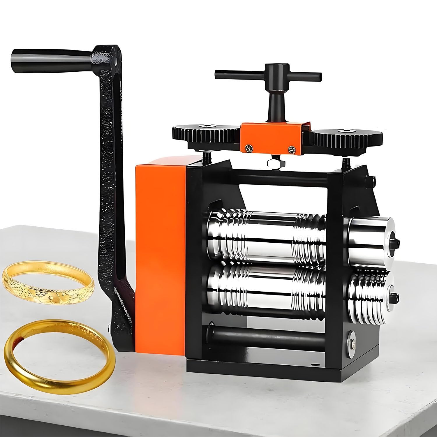 Laminadora Manual de joyería con Eje Interior de 40 mm; Permite Obtener Formas cuadradas de 1 a 8 mm para el conformado, estirado y Adelgazamiento de Metales.