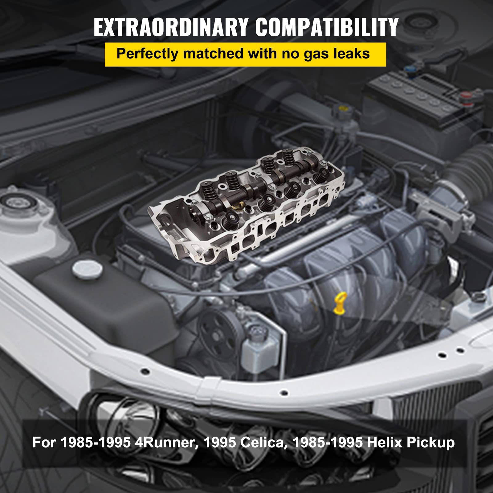 VEVOR Kit testa cilindro completo per Pickup per motore 2,4 L SOHC 22R 22RE 22REC