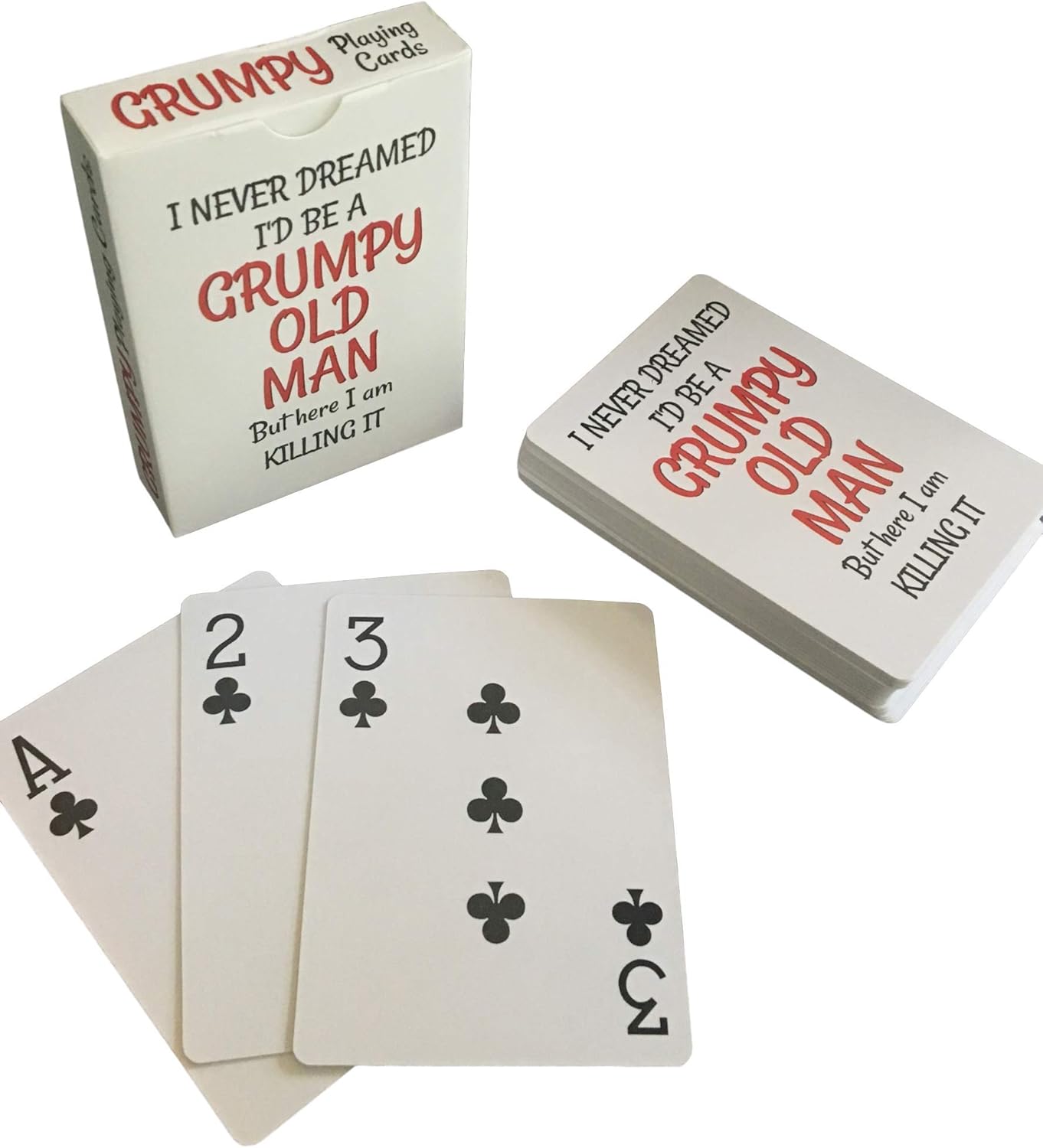 Grumpy Old Man Jumbo Index Playing Cards - Large Print for Seniors - Gag Present for 50th 60th 70th 75th 80th Birthday - Poker Sized for Texas Holdem, Bridge, Euchre, War - Men Novelty