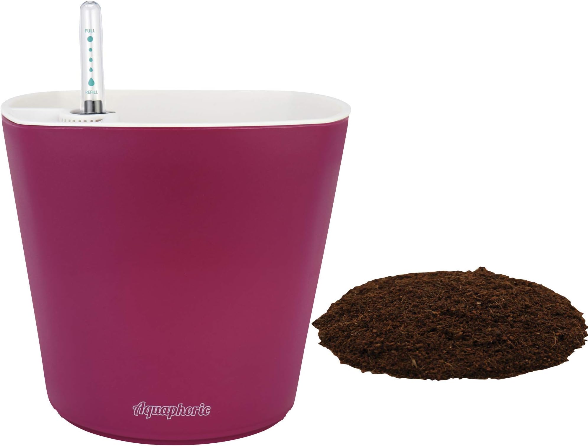 Window GardenAquaphoric Self Watering Planter (7”) + Fiber Soil = Foolproof Indoor Garden. Decorative Planter Pot for House Plants, Flowers, Herbs, Violets, Succulents. Easy Looks Great.