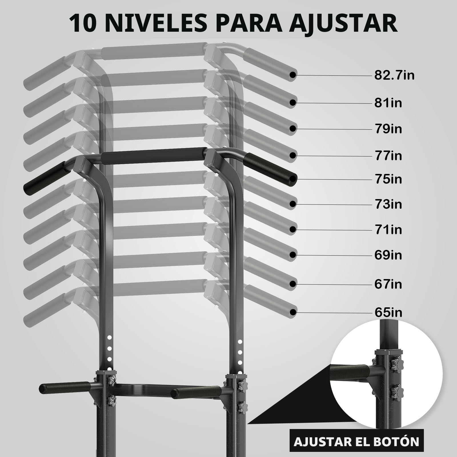 SogesPower Estación de inmersión y Pull Up Power Tower, Dip Stands Multifunción Casa Fuerza Entrenamiento Fitness Estación de Entrenamiento, Altura Ajustable