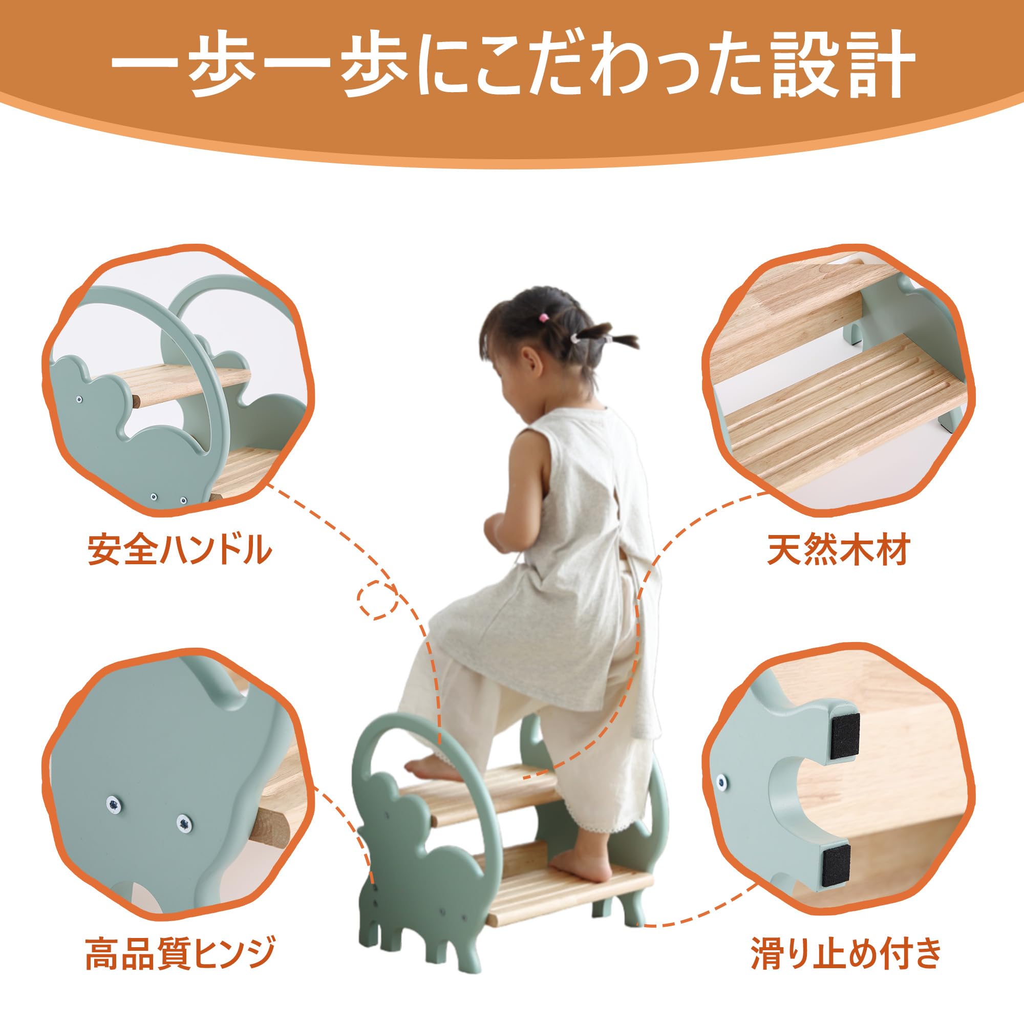 【在庫セール】象さんデザイン 踏み台 子供用 木製ステップ 2段タイプ｜可愛い動 Amazon.co.jp: Nuvograin 象さんデザイン 踏み台 子供用 木製ステップ