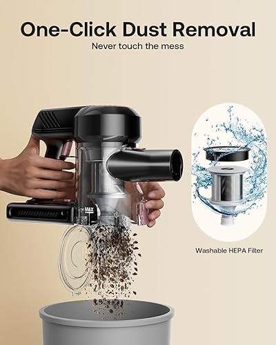 Miniatura 8 de Aspiradora inalámbrica, 40 Kpa y 45 minutos para el hogar, aspiradora ligera 8 en 1 con aspiradora inalámbrica antienredos para alfombras, azulejos,