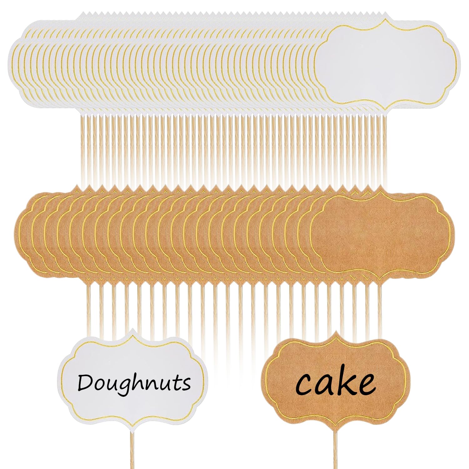 SZCXDKJ 100 Bandierine Per Stuzzicadenti In Carta Kraft, Etichette Per Cibo Fai Da Te, 3,5x2,5 Cm, Ideali Per Buffet E Feste