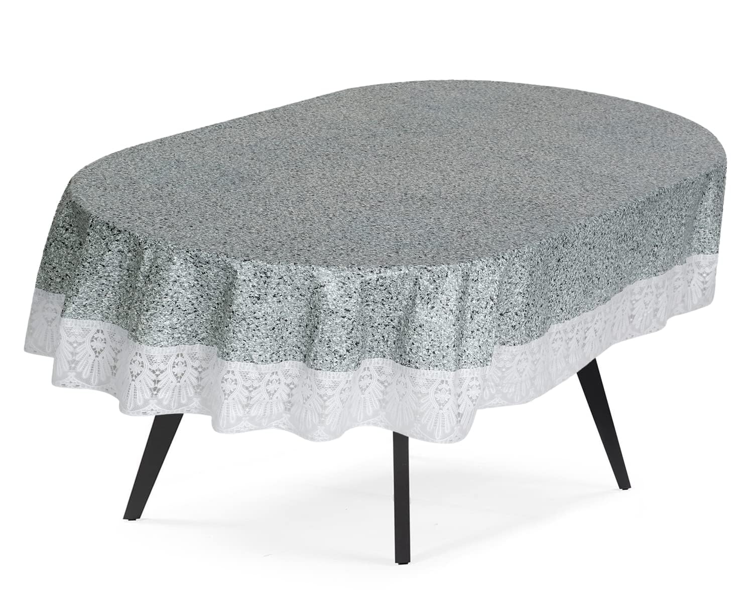MANUFACTORY 54x78 inches PVC Oval Shape Table Cloth for 4 & 6 Seater Center & Dining Table | Waterproof & Stain-Resistant Table Cover Cloth | Stone Print Table Protector for Home | Grey