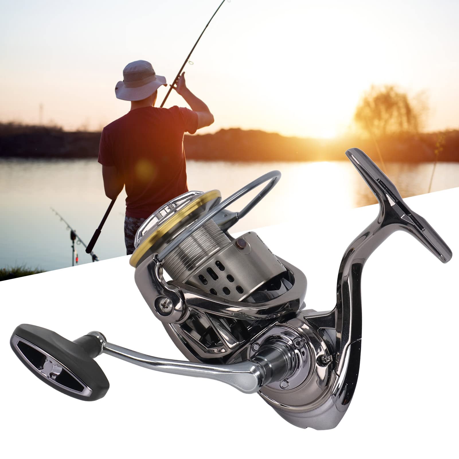 Moulinet de pêche Spinning en métal, poignée robuste et Durable pour la pêche en eau salée et en eau douce (TW5000)