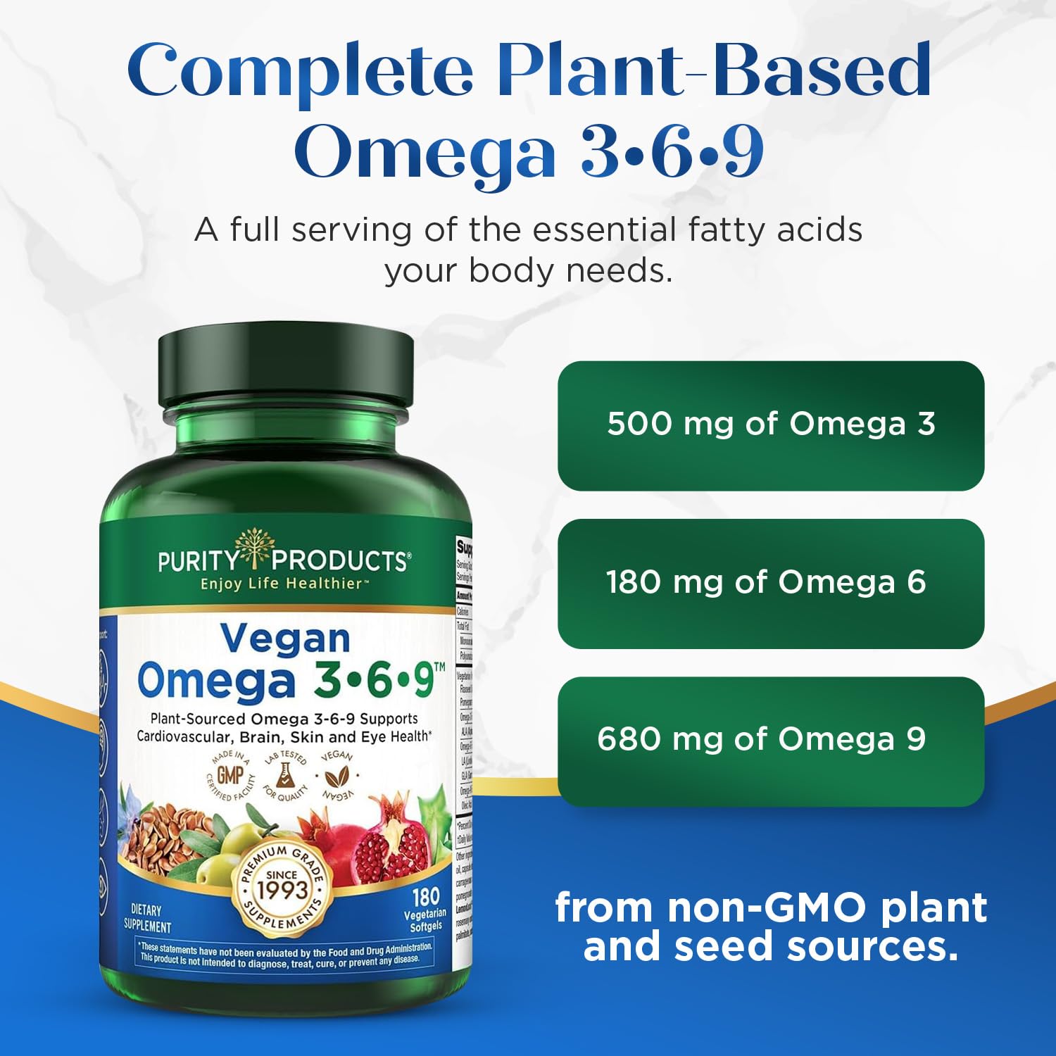 Purity Products Vegan Omega 3 6 9 Formula Essential Fatty Acid Complex — Amazon image 3