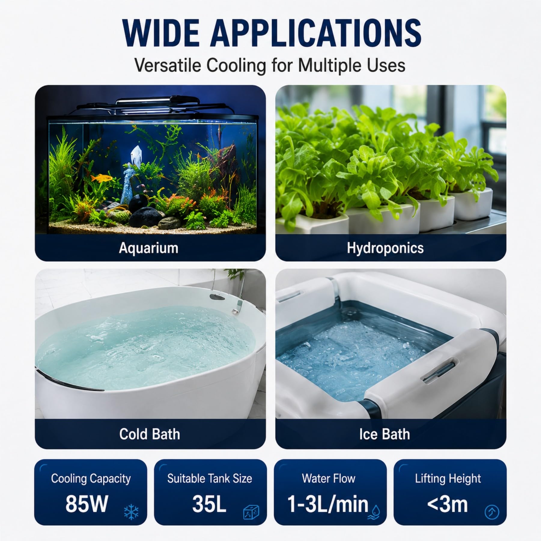 Enfriador de acuario con WiFi de 35 l para calefacción y