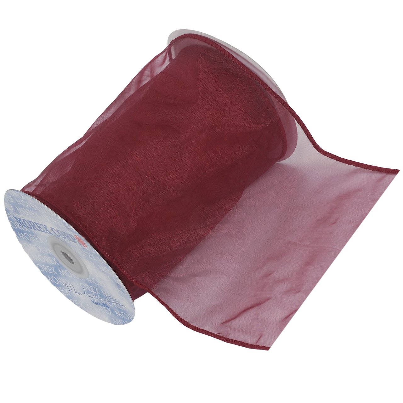 Morex Ribbon Wired 6-Inch Chiffon Ribbon with 10-Yard Spool, Burgundy