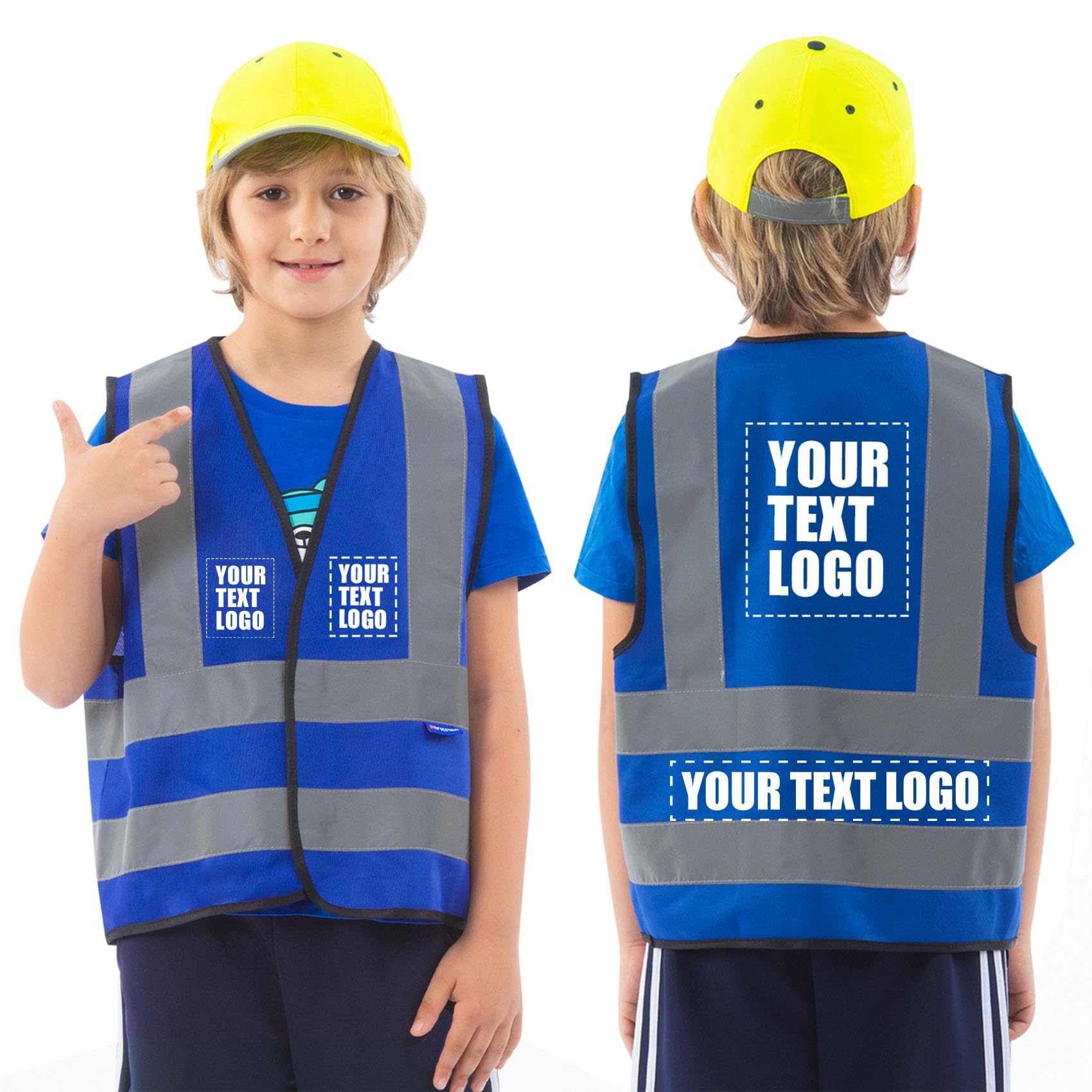 AYKRM 6-9 Year Kids Safety School High Viz Vest Hi Vis blue child high vis Reflective Safety Vest High Visibility hi viz vis Waistcoat, 6-9 Years (DZ-46-6-9-B) — image 1