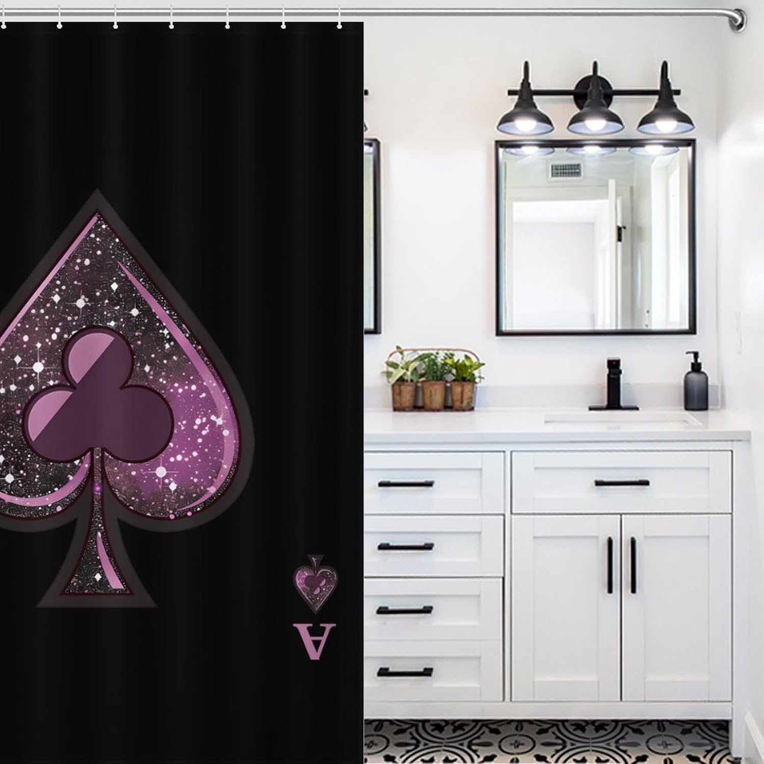 Aceses Playing Poker Card Shower Curtain 46.85x70.87Inch（119x180cm） Polyester Bath Curtain Shower Curtains Printed Decorative