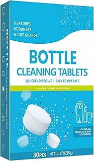 30 Pack Bottle Bright Cleaning Tablets,Water Bottle Cleaner,Removing Limescale and Tea Stains,For Water Bottle,Coffee Pot,Glass,Tumbler,Stainless,Also Can Clean Dentures,It's Multipurpose Cleaner