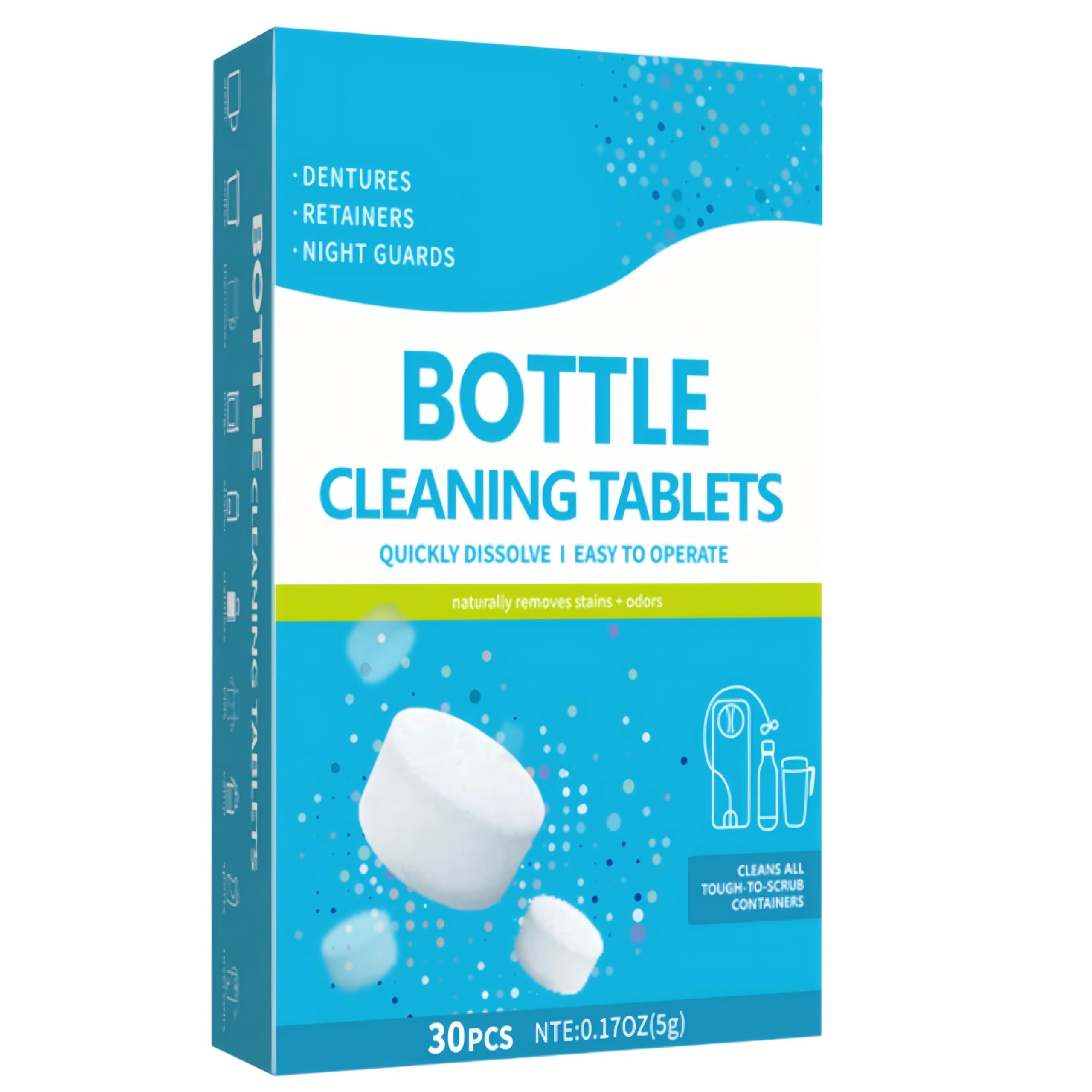 30 Pack Water Bottle Cleaning Tablets,Removing Limescale and Tea Stains