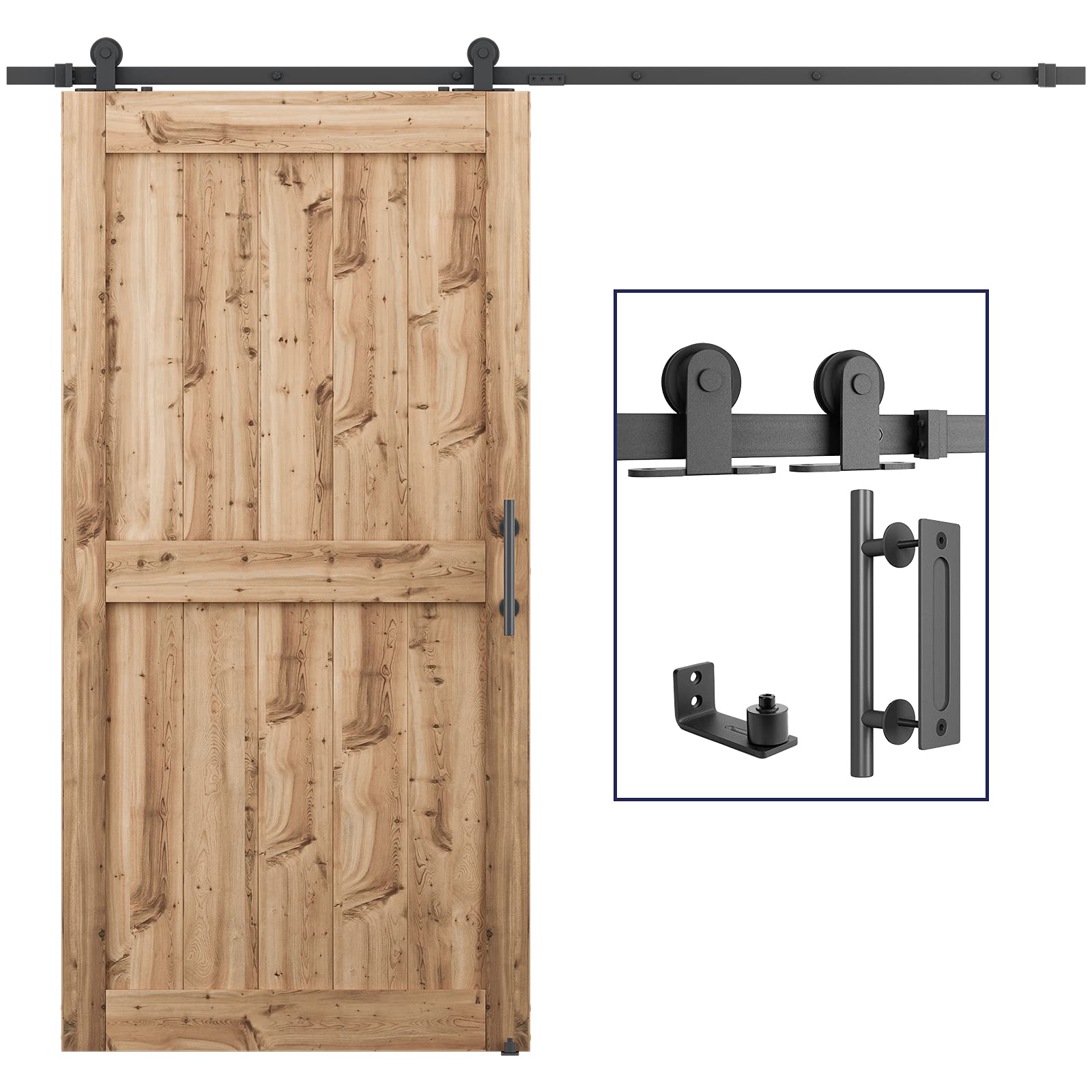 SMARTSTANDARD 8 FT Top Mount Sliding Barn Door Hardware Kit Whole Set