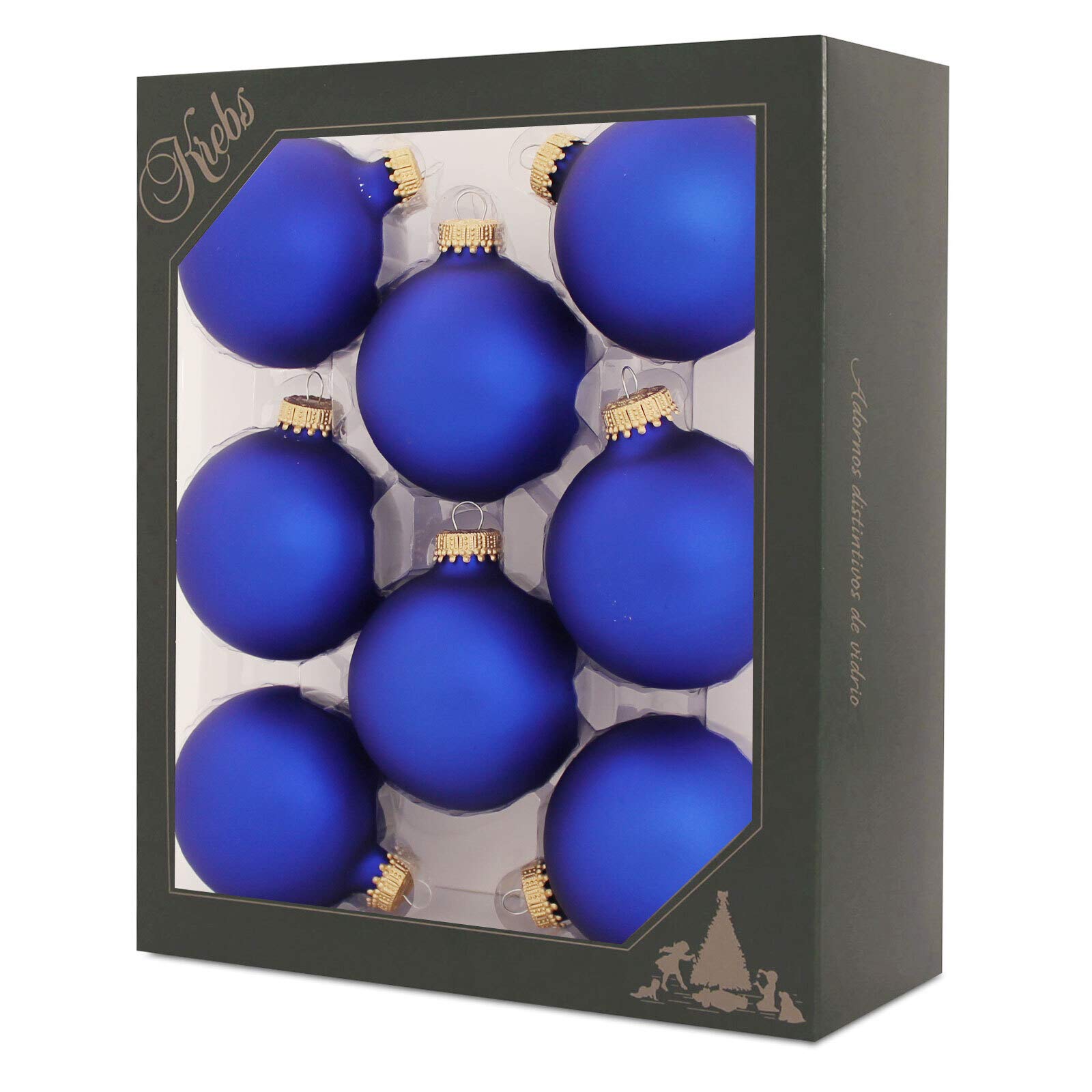 Krebs Glas Lauscha Royal Velvet 7cm Balls with Gold Crown Caps