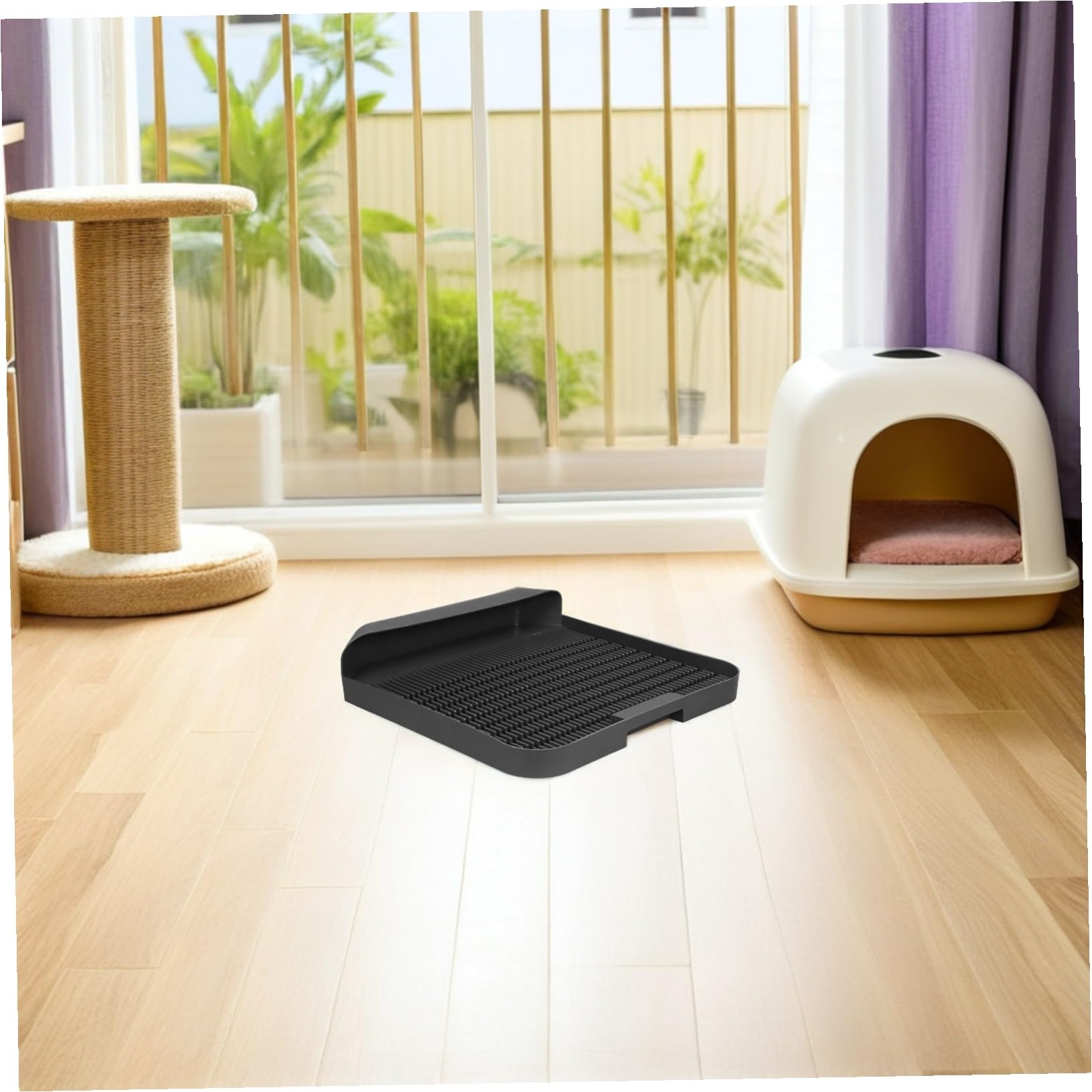 SHINEOFI Cat Litter Mat Non-slip Plastic Pad For Indoor Cats Scatter Control Easy Clean Safe And Portable
