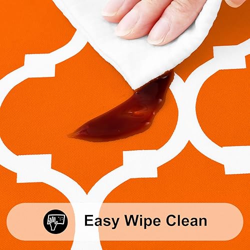 Miniatura 100 de Smiry - Mantel redondo de vinilo ajustable con bordes elásticos y parte trasera de franela, mantel de vinilo impermeable, lavable, diseño enrejado