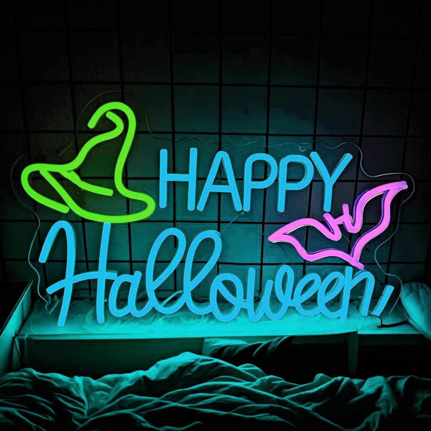 Halloween Decorations LED Happy Halloween Neon Light up Sign for Halloween Fall Party Indoor Home Window Wall Door Hanging Decor,5V USB Powered โ image 1