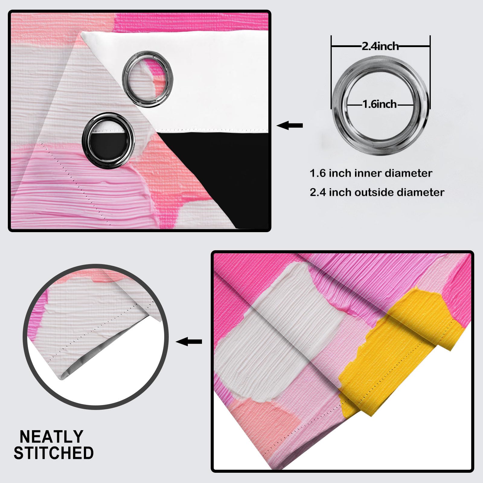 Rideau Occultant Texture Peinture l'huile Romantique, Lot De 2 Rideaux Occultant Thermique Isolant À Oeillets, Graffiti Abstrait Poudre Blush, Draperies Decoration Chambre Salon Fenetre, 110X215 Cm