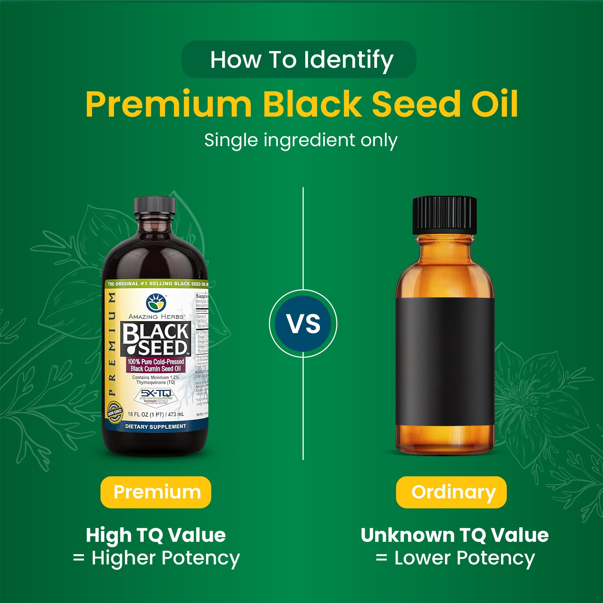 Amazing Herbs Premium Black Seed Oil Liquid - 16 Fl Oz Glass Bottle — Amazon image 6