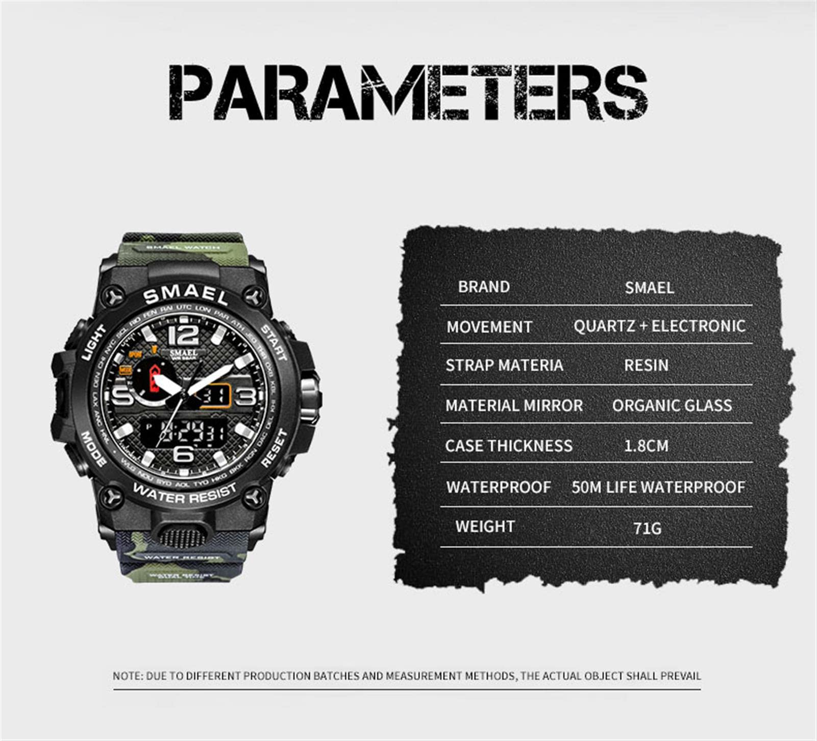 Montre De Sport pour Homme, Montre Militaire Étanche À 50 M, Montre À Double Affichage LED avec Chronomètre, Alarme, Calendrier, Montre Multifonction 12/24 Heures