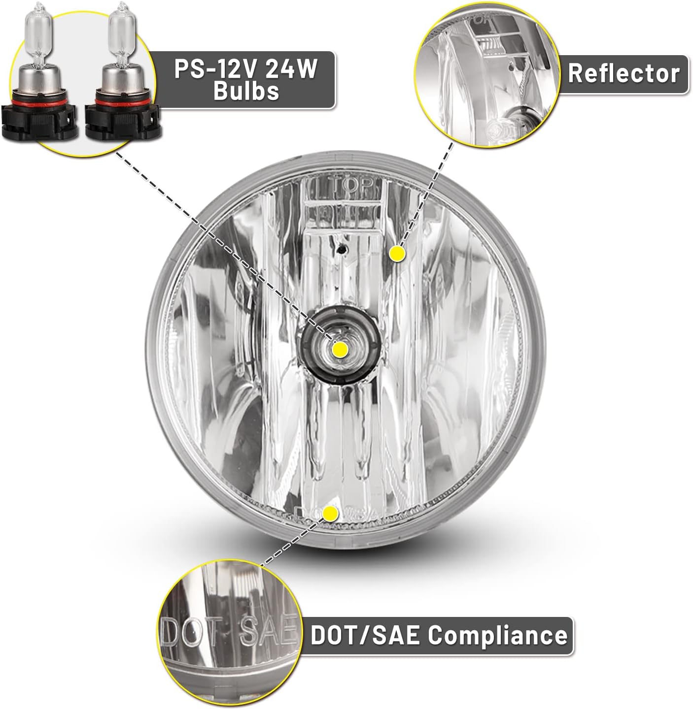Fog Lights Lamps Assembly compatible for GMC Sierra 1500 2500 3500 Acadia Yukon Denali XL Canyon Sierra 2007-2016