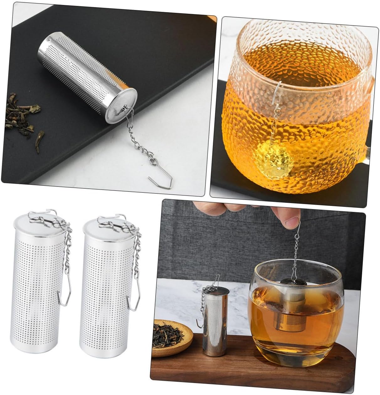 Generic 2pcs Stainless Steel Tea Infuser Ball High Temperature Resistant Spice Strainer Basket for Loose Leaf Tea Brewing and Soup Filtering with Chain Design for Home Use