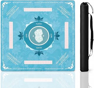 Mahjong Mat for Table Waterproof Quiet Anti-Wrinkle Game Mat | Complete Set With Beginner Rules Dice & Storage Bag Fade Resistant Surface For Quality Players Mahjong Poker Board Games