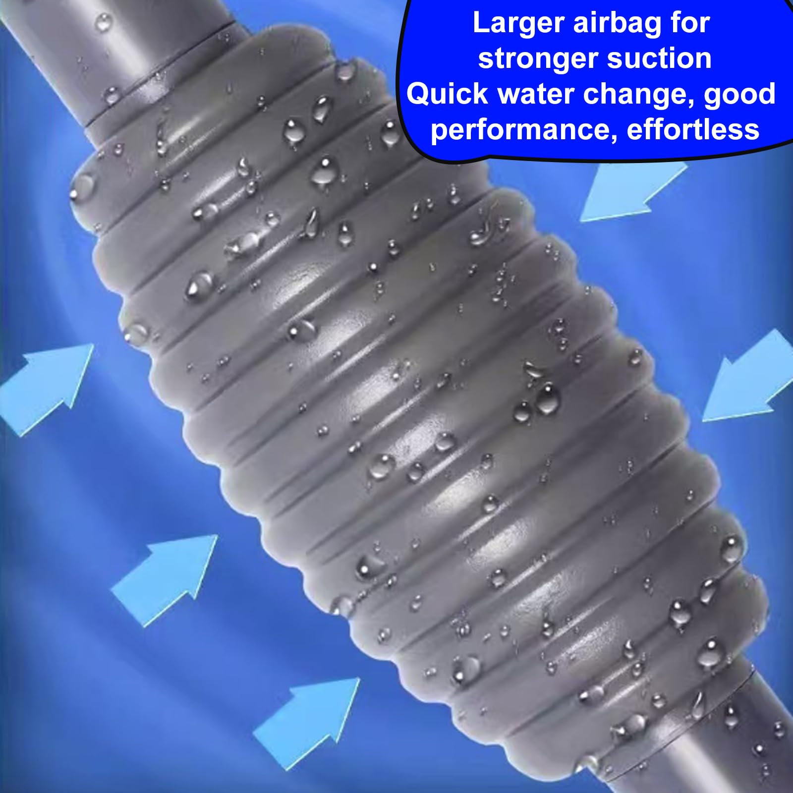 Aspirateur Aquarium, Nettoyage Aquarium avec 1 Brosse de Nettoyage Bleue Siphon pour Vidange Complète pour Aquarium Changer l'eau Nettoyage Graviers et Sable (Gris)