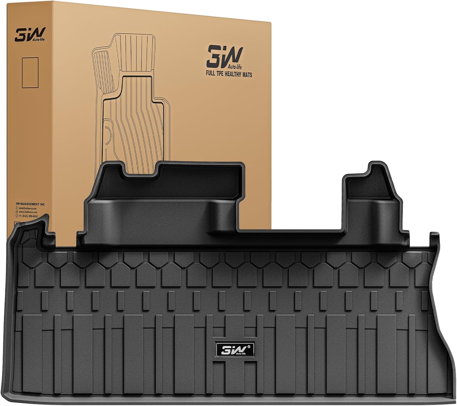 3W Cargo Mat Custom Fit for Toyota Sienna 2025-2021, TPE Trunk Mat for Sienna Car Accessories, Heavy Duty Cargo Liner (Only Fit Spare Tire) 1. Toyota Sienna|21-25|Trunk Mat|Fit Spare Tire