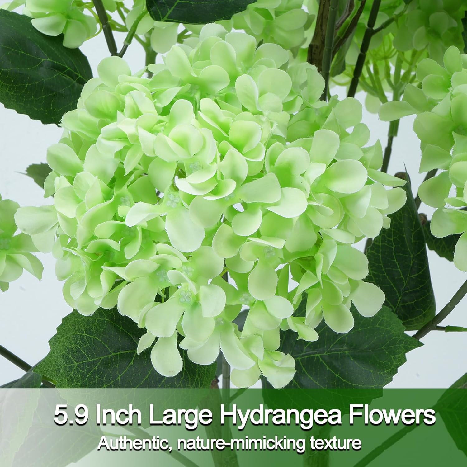 GTIDEA Faux Hydrangea Tree, 47.2 Inch Hydrangea Tree Artificial with Green Flowers, UV Resistant Outdoor Hydrangea Artificial Plants in White Pot for Indoor Outdoor Home Porch Decor (2 Pack)