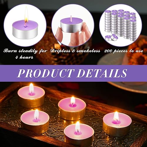 Miniatura 3 de 200 velas perfumadas de 4 horas, velas perfumadas de té con fragancia, velas de té de larga duración, velas perfumadas a granel para festividades,