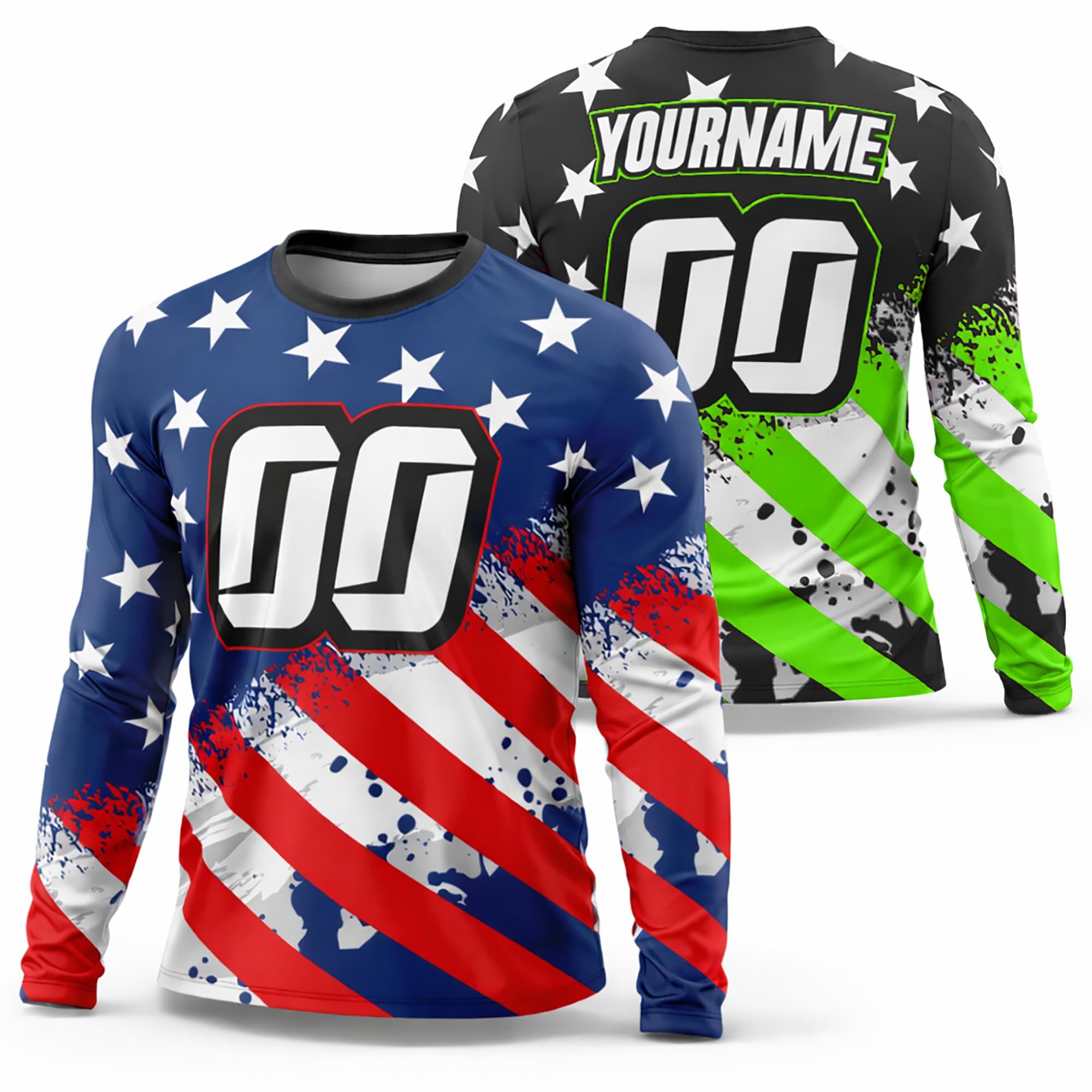 Custom Motocross & BMX Jersey, USA Flag Dirt Bike Shirt