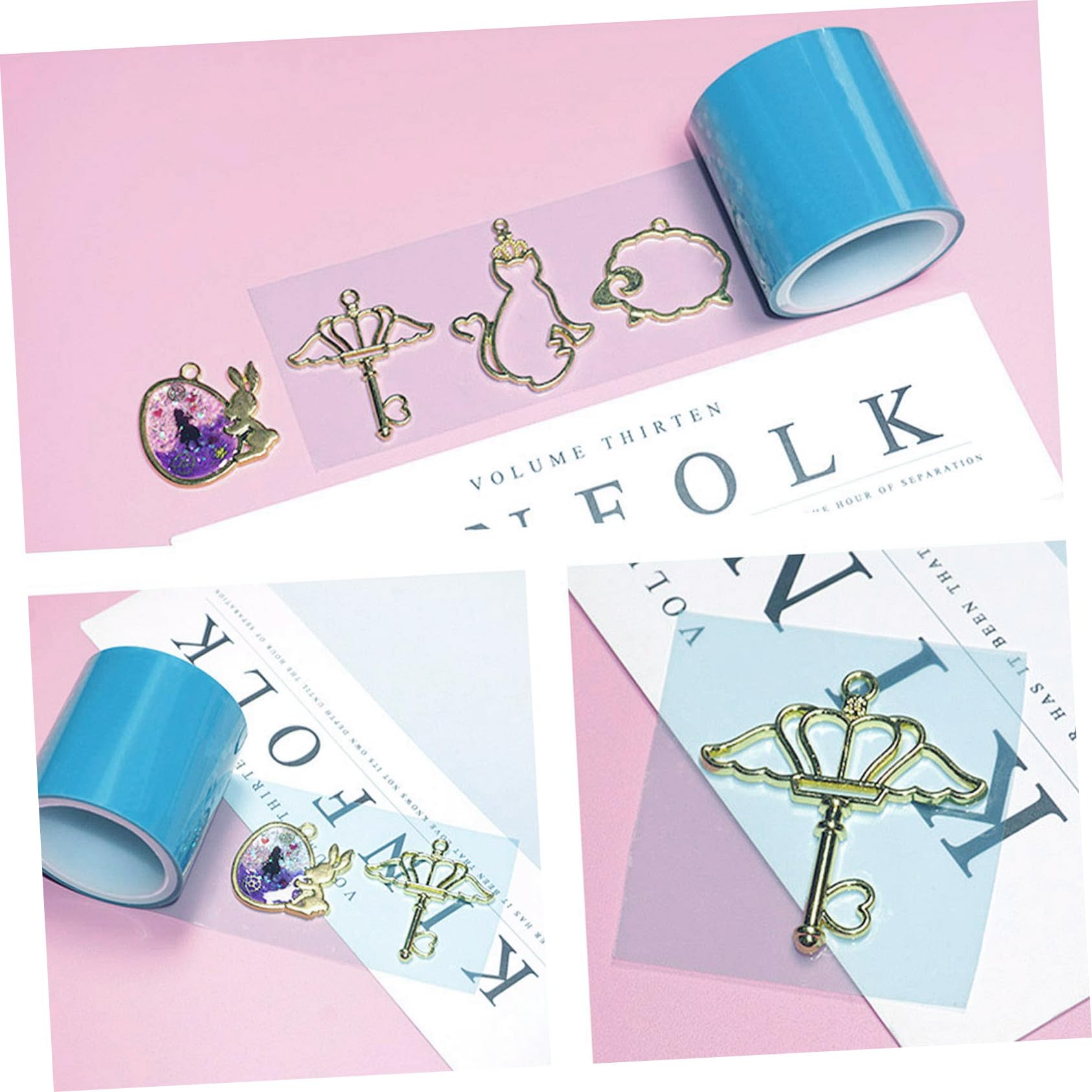 Gadpiparty 3 Set Nastro Adhesivo Senza Traccia Per Creazioni Fai Da Te Per Epoxy E Riparazioni Blu 4 Pezzi*3